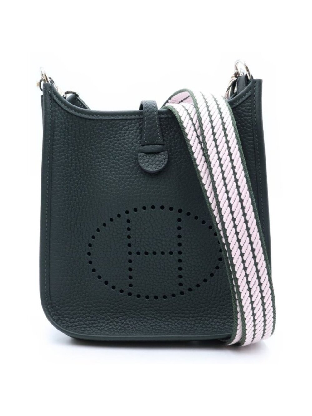 Hermes Evelyne TPM Vert Grease Taurillon Clemence Shoulder Bag Silver